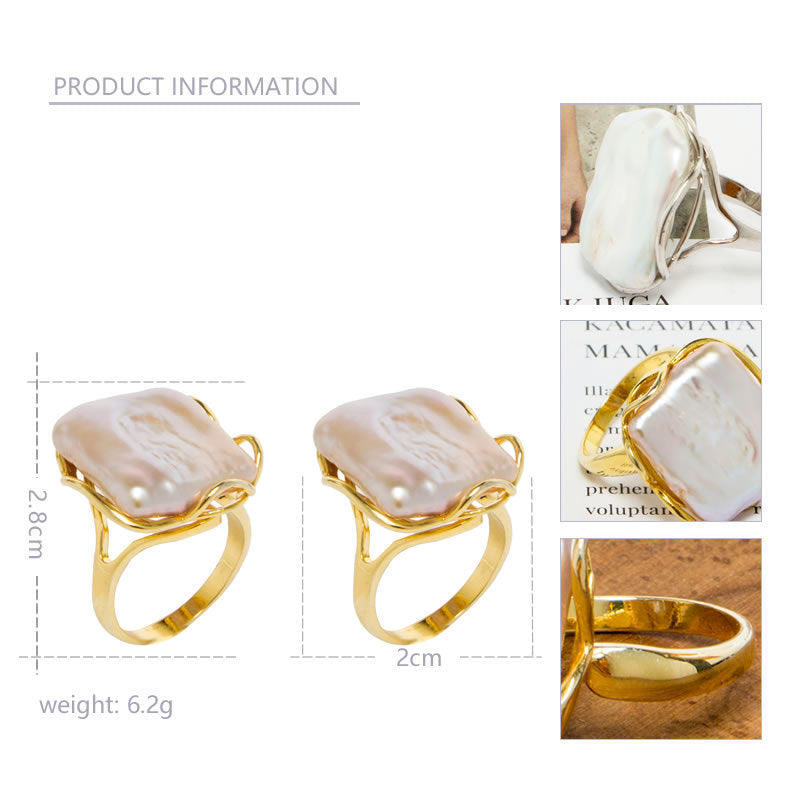 Irregular pearl girl ring