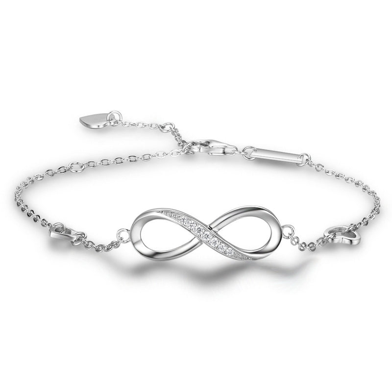 Pulseira Infinito Amor em Prata 925 – Ajustável para Casamento e Aniversário